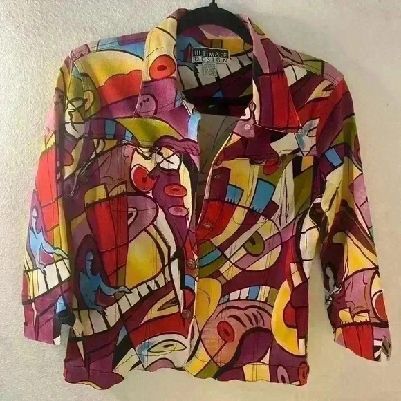 Vintage 90’s Abstract, Wearable Art jacket size M. - Picture 1 of 5